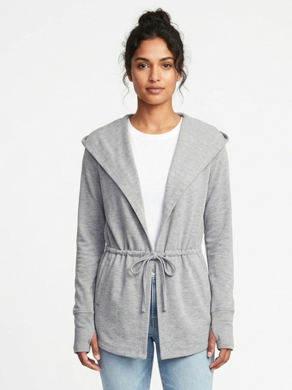 WHBM Gray Knit Hooded Jacket XS Extra Small $100 EUC